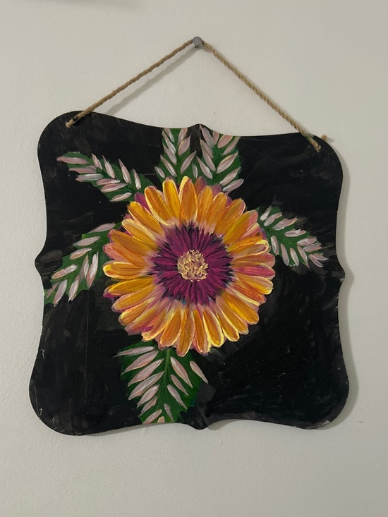 Artisan Other - Flower hand painted art on metal